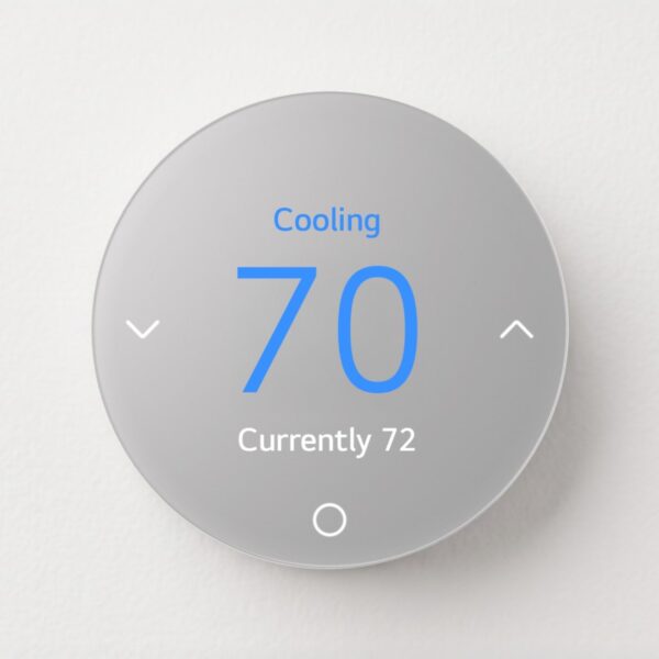 Round LG Smart Thermostat showing Cooling 70