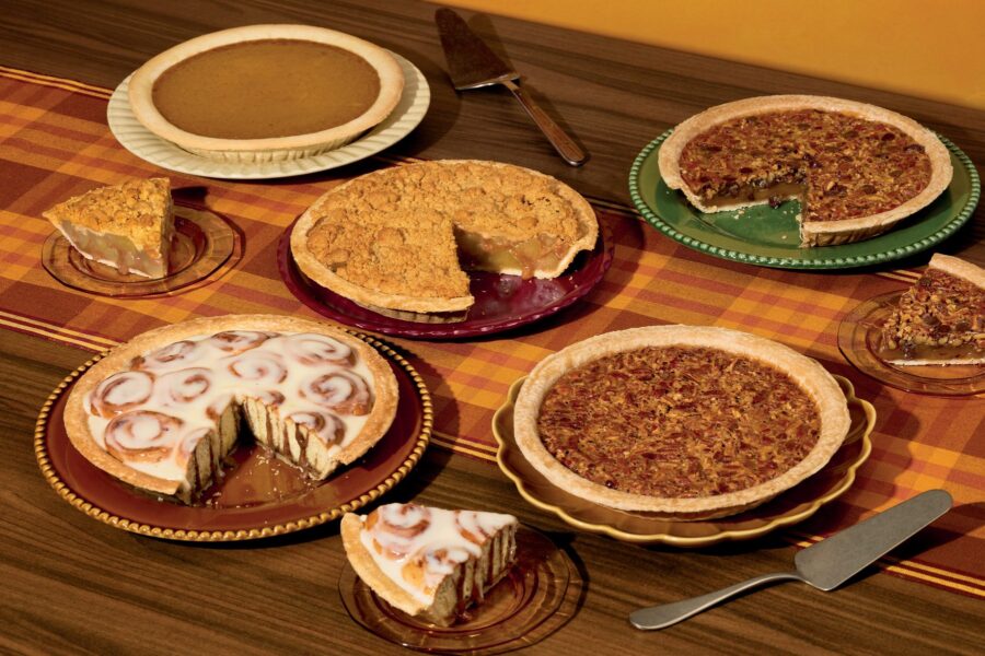Cracker Barrel holiday pies: pumpkin, pecan, chocolate pecan and cinnamon roll