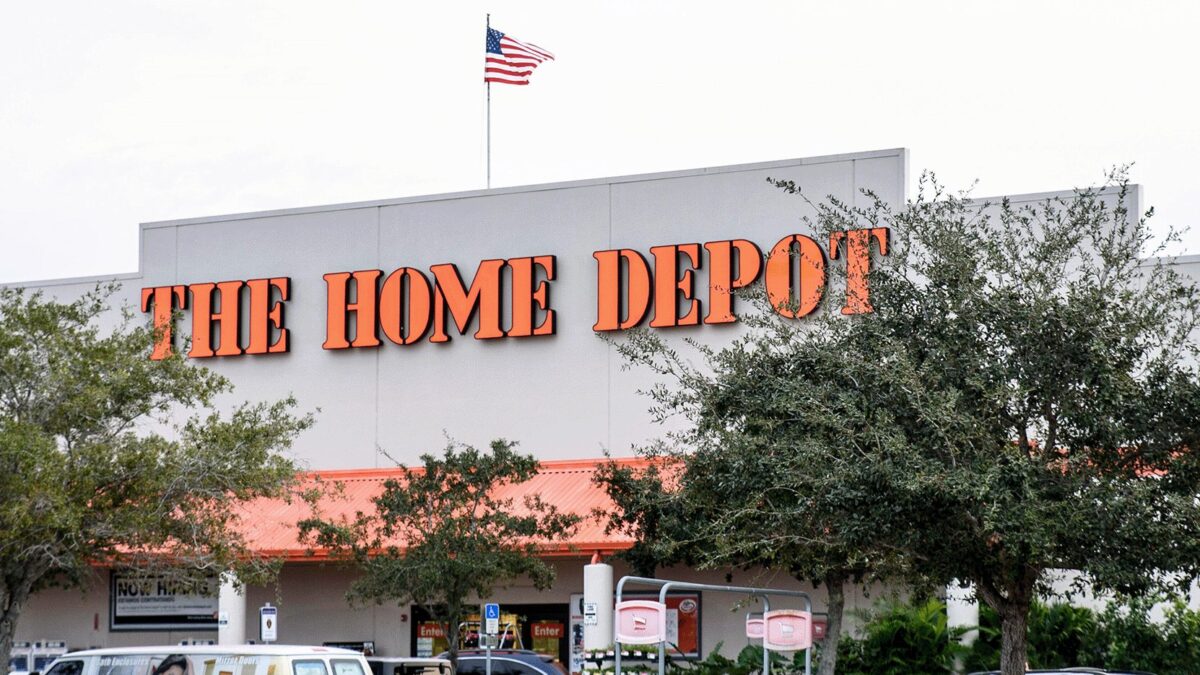 Front of a Home Depot store with its orange sign